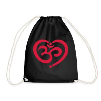 Herz OM Symbol Yoga Liebe Spiritualität Meditation - Turnbeutel - Schwarz - Vorne