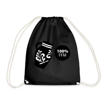 Bembel 100% FFM #069 #FrankfurtLiebe #FFMoriginal - Turnbeutel - Schwarz - Vorne