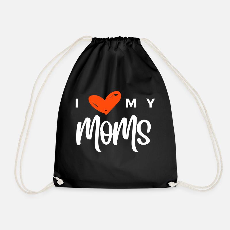 I Love My Moms Heart - Drawstring Bag - black