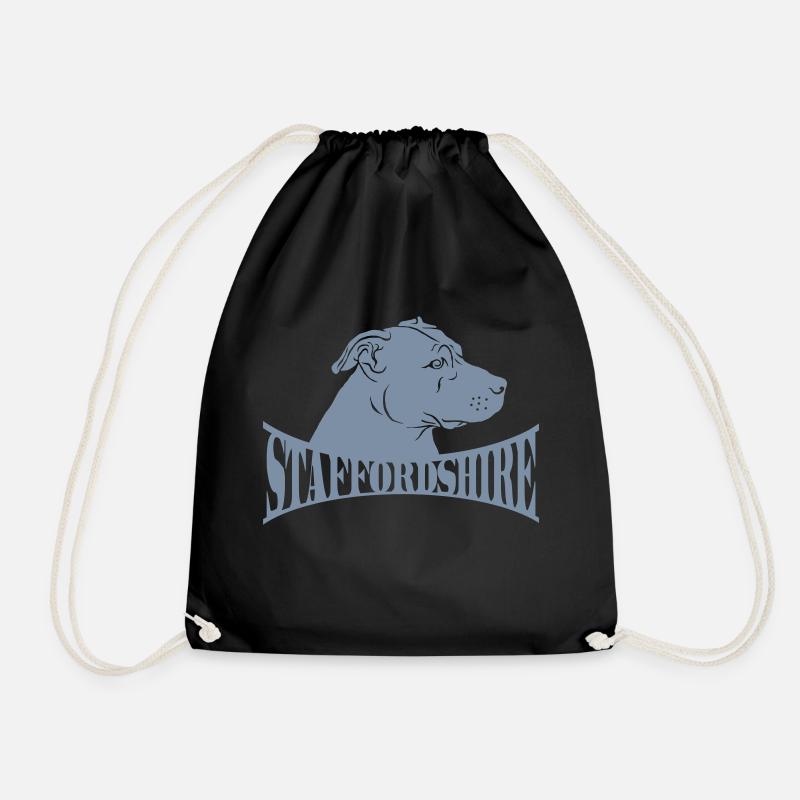 Staffordshire Head with Lettering - Drawstring Bag - black
