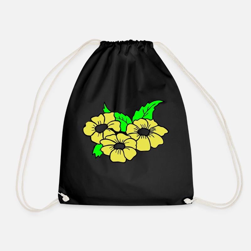 Flowers - Drawstring Bag - black