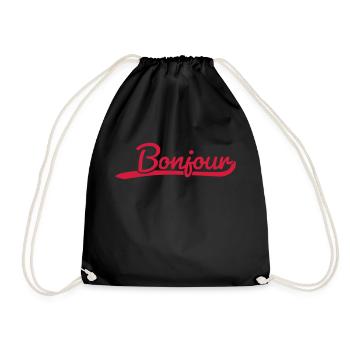 bonjour - französisches Tshirt - Turnbeutel - Schwarz - Vorne