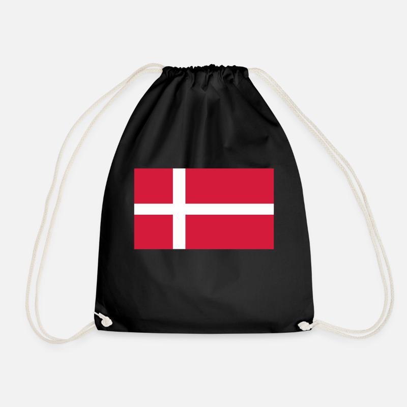 denmark flag - Drawstring Bag - black