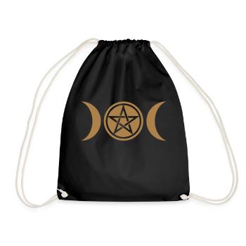 Wicca Mond Pentagramm Pentakel Symbol - Turnbeutel - Schwarz - Vorne