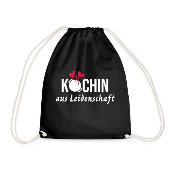 Köchin Leidenschaft Liebe Topf Herzen Kochen Gril - Turnbeutel - Schwarz - Vorne