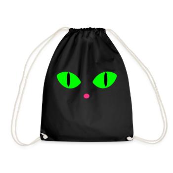 Green Cat's Eyes - Drawstring Bag - black - Front