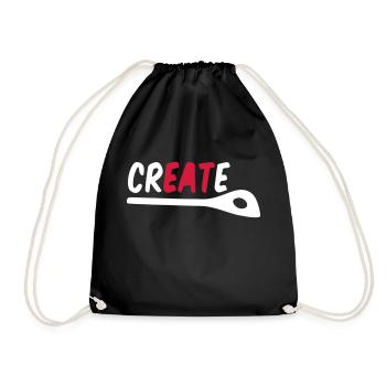 Cooking & Creativity – Create, Cook, Eat Shirt - Drawstring Bag - black - Front
