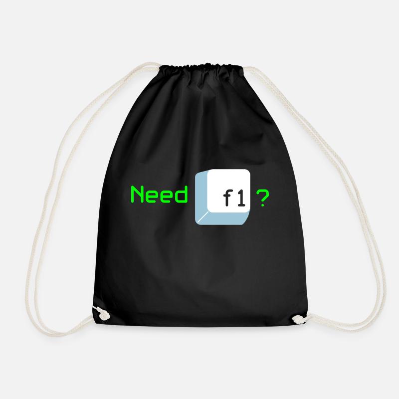 coder shirt f1 help - Drawstring Bag - black