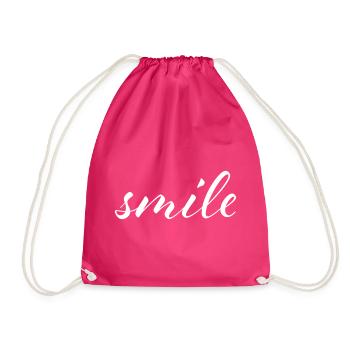 Smile - Drawstring Bag - fuchsia - Front