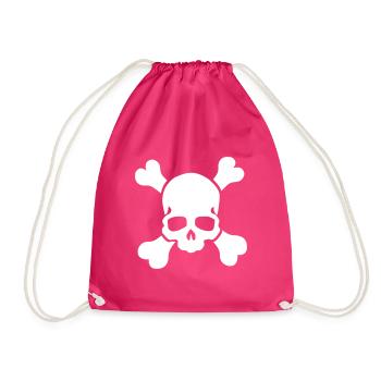 Jolly Roger skull and crossbones Jolly Roger - Drawstring Bag - fuchsia - Front
