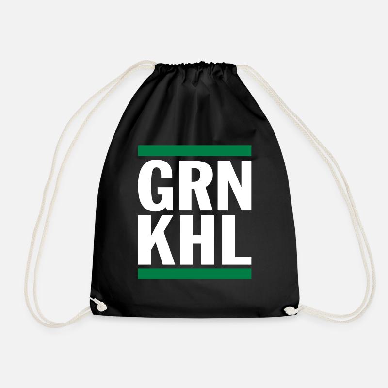 GRNKHL - kale - Drawstring Bag - black