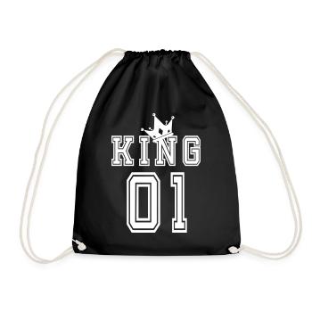 Valentine's Day Matching Couples King Jersey - Drawstring Bag - black - Front
