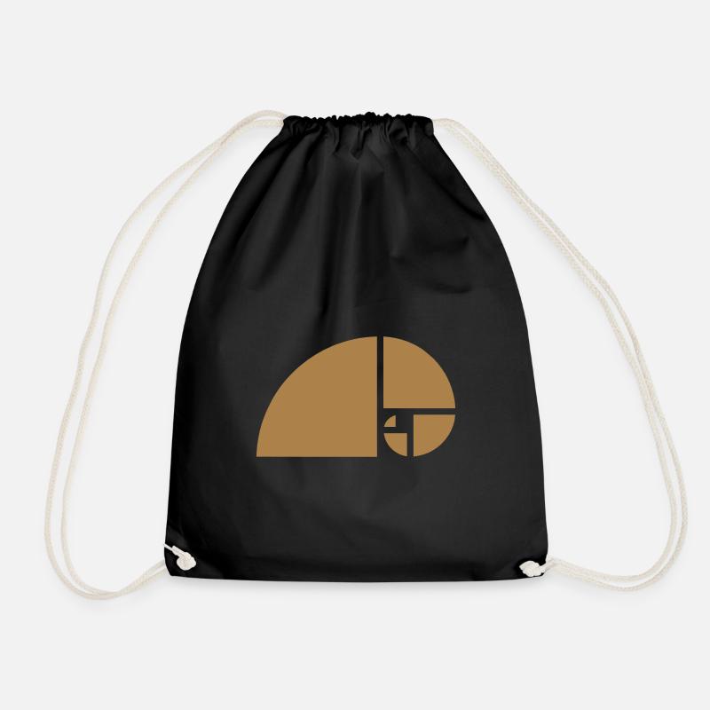 Golden Spiral, Ratio, Phi, Fibonacci, geometry - Drawstring Bag - black