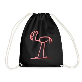 Flamingo Drawing Bird Water Pink Pink - Drawstring Bag - black - Front