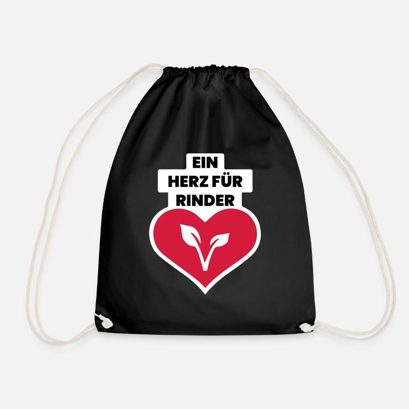 cooler Spruch vegan Rinder Herz Geschenk - Turnbeutel - Schwarz