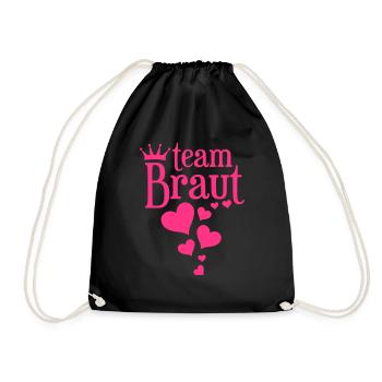 Team Braut - Junggesellinnenabschied - Turnbeutel - Schwarz - Vorne