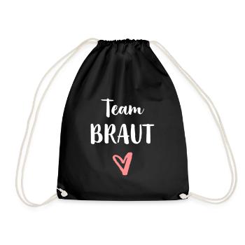 Team bride heart bachelor party - Drawstring Bag - black - Front