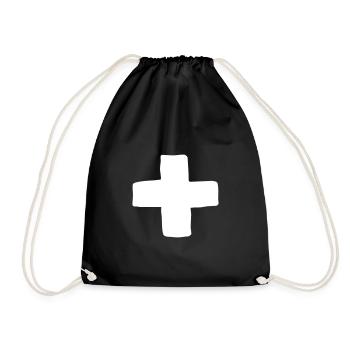 Plus cross - Drawstring Bag - black - Front