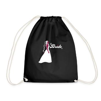Braut - Bride - Team - Groom - Drawstring Bag - black - Front