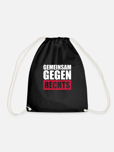 Gemeinsam gegen rechts - Turnbeutel - Schwarz