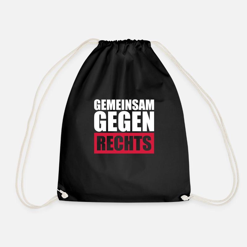Gemeinsam gegen rechts - Turnbeutel - Schwarz