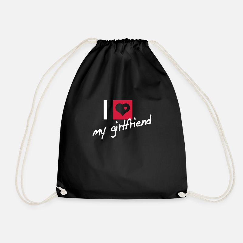 i love my girlfriend - Drawstring Bag - black