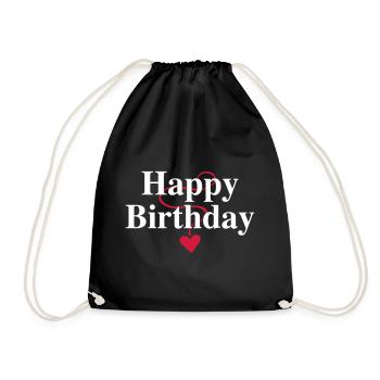 Birthday, Happy Birthday, Congratulations, Wishes - Drawstring Bag - black - Front