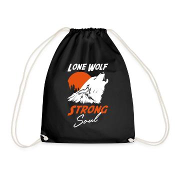 Loup solitaire Âme forte - Sac de sport léger - noir - Devant