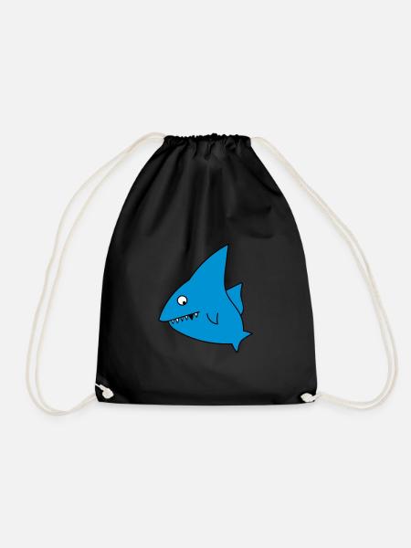 Funny shark - Drawstring Bag - black
