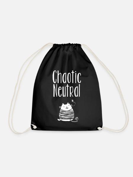Pen and paper cat chaotic neutral - Drawstring Bag - black