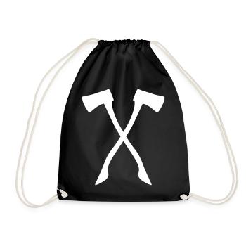 Ax - male & useful! Lumberjack gift - Drawstring Bag - black - Front