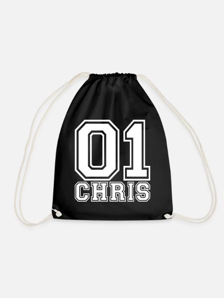 Chris - Name - Drawstring Bag - black