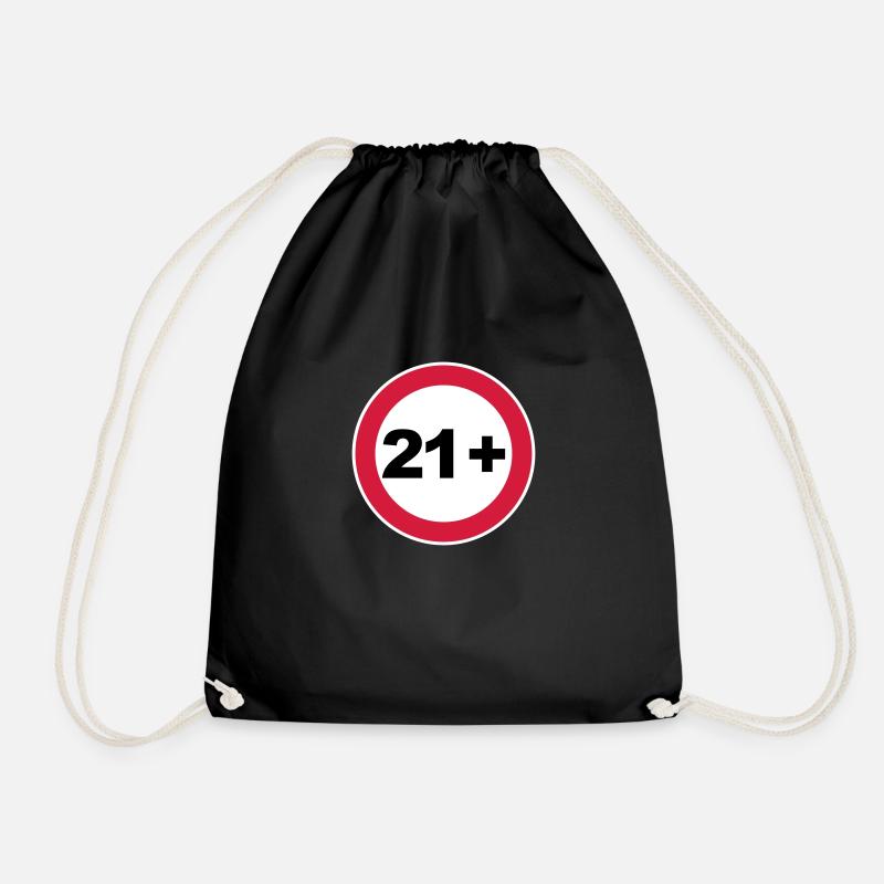 21st birthday 21+ - Drawstring Bag - black