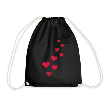 Hearts - Drawstring Bag - black - Front