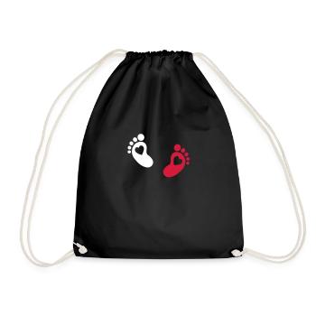 baby - feet - footprint - Drawstring Bag - black - Front