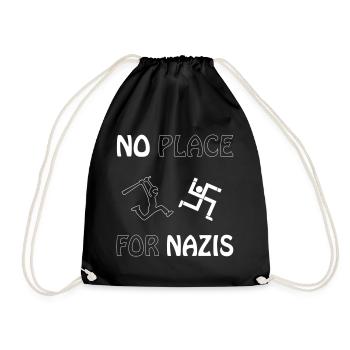 no place for nazis - Drawstring Bag - black - Front