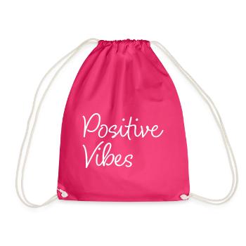 Positive Vibes - Drawstring Bag - fuchsia - Front