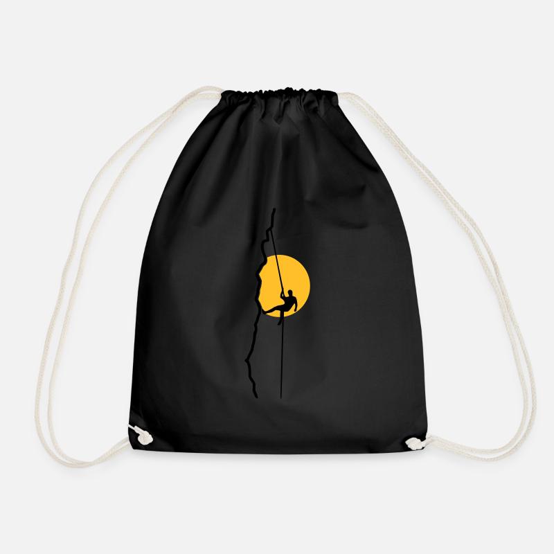 Climber rappelling in the sunset - Drawstring Bag - black