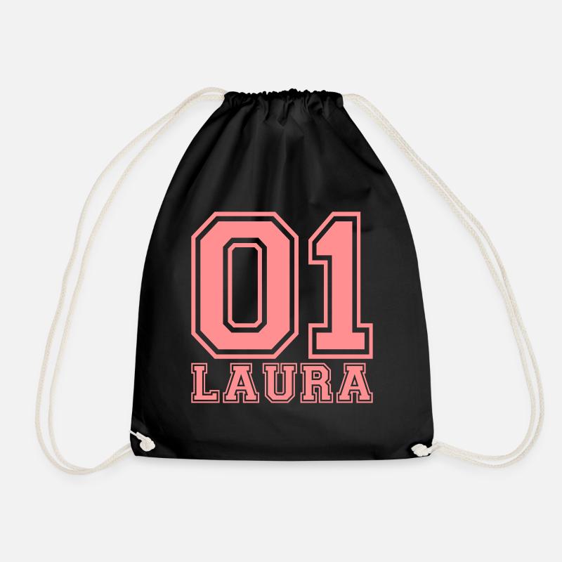 Laura - Name - Drawstring Bag - black