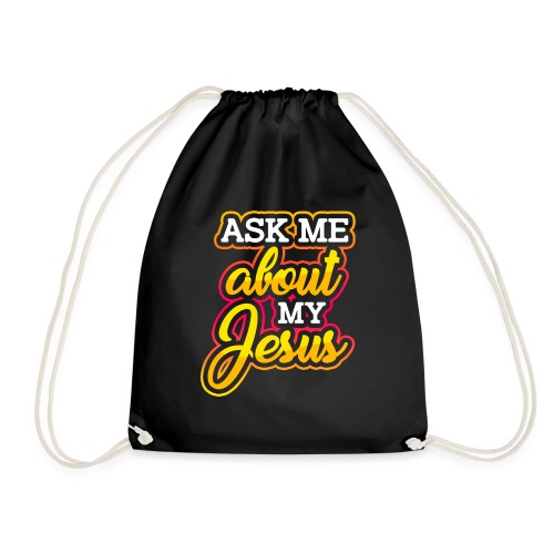 Frag mich über Jesus Christliche Tshirt Sprüche - Turnbeutel