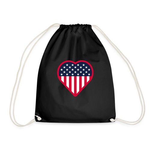 usa flag - America heart flag patriots - Drawstring Bag
