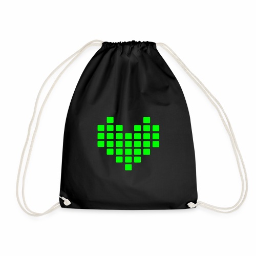 Digital Heart Herz Pixel Symbol PX love Liebe Icon - Turnbeutel