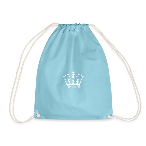 White Lovedesh Crown, Ethical Luxury - With Heart - Drawstring Bag