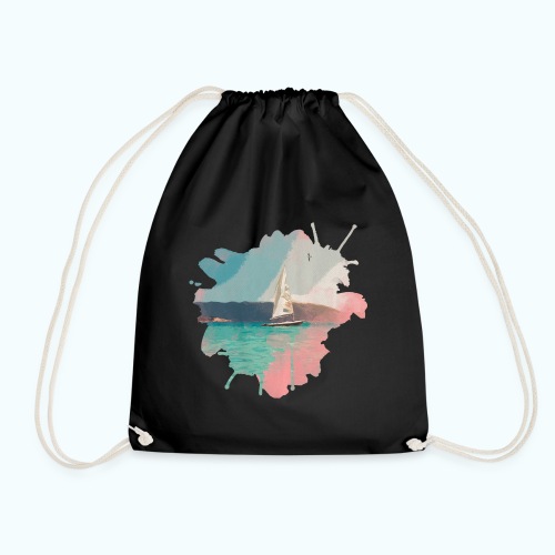 Watercolor Painting Sailing Sailboat Captain Sailor - Drawstring Bag