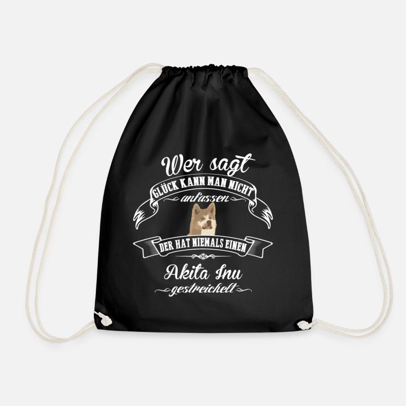 AKITA INU luck - Drawstring Bag - black