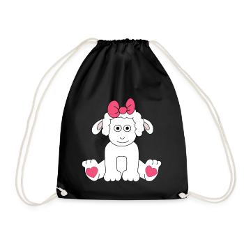 Sheep Drawing Hearts Easter Children Baby Lamb - Drawstring Bag - black - Front