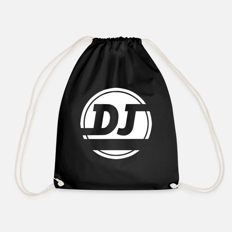 DJ (text your name in empty space) - Drawstring Bag - black