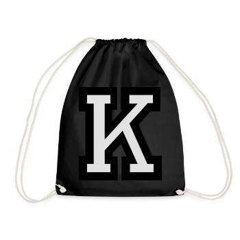 Letter K two-color - Drawstring Bag - black - Front