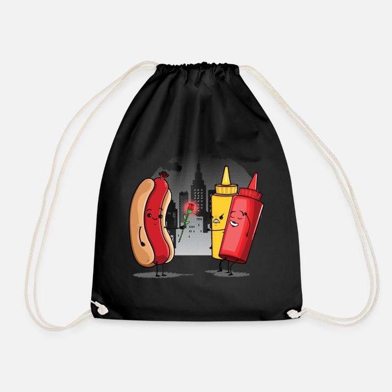 Hot Dog Love Ketchup - Drawstring Bag - black