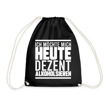 DEZENT ALKOHOLISIEREN, GESCHENK - Turnbeutel - Schwarz - Vorne